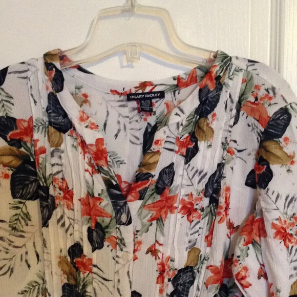 Hilary Radley Women's Floral Button Down Shirt 3/4 Sleeve Tunic Stretchy Size XL - Picture 2 of 9
